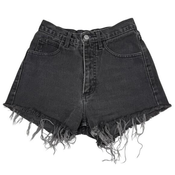 GUESS Vintage High Rise Cut Off Denim Shorts Size 27 Made In USA - Picture 2 of 6